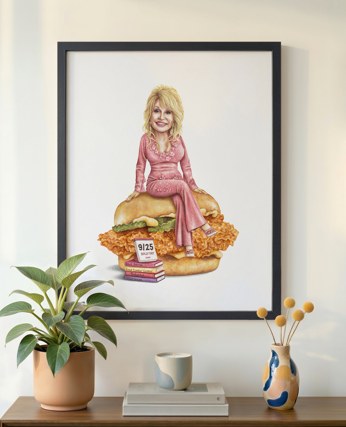 Dolly Parton 16x20 print in black frame