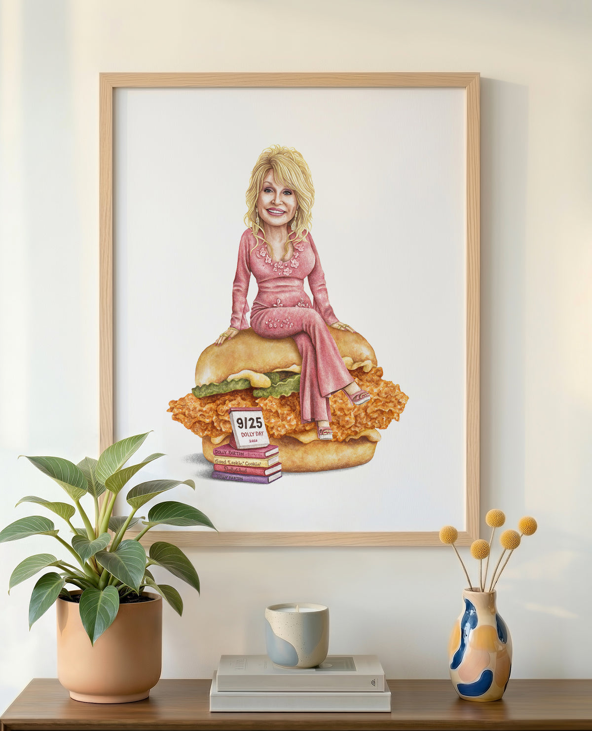 Dolly Parton 16x20 print in wood frame