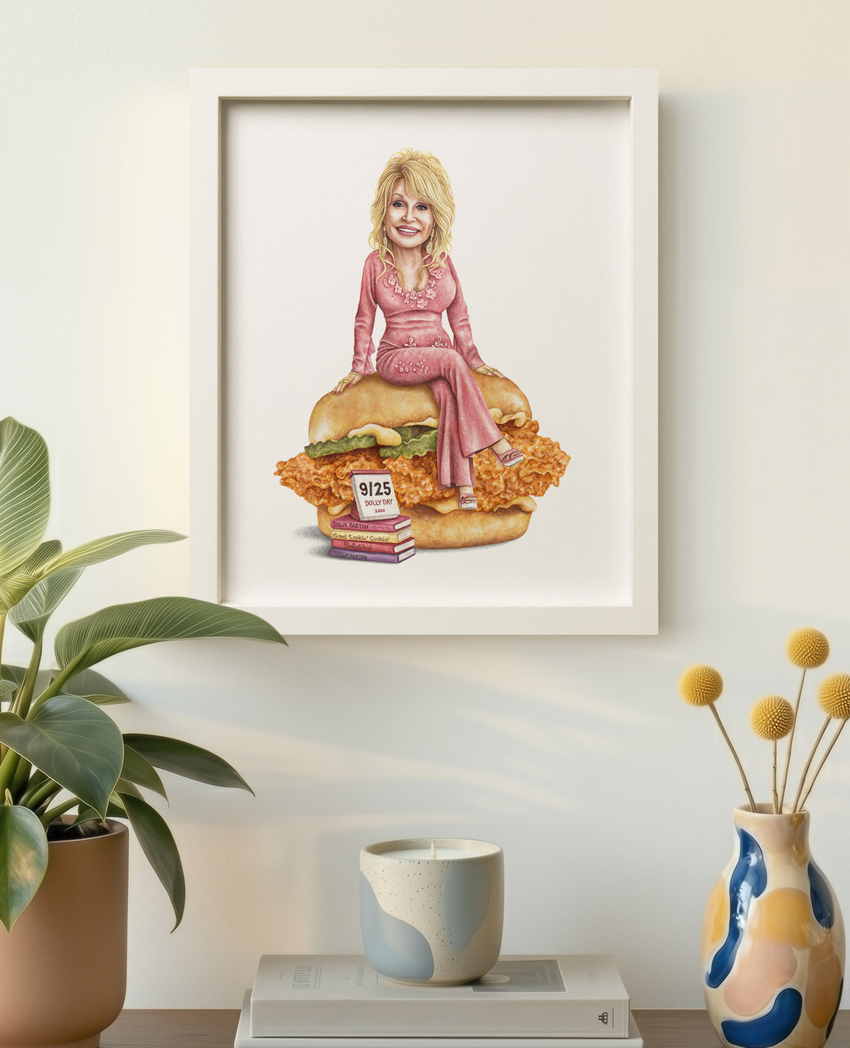 Dolly Parton 8x10 print in white frame