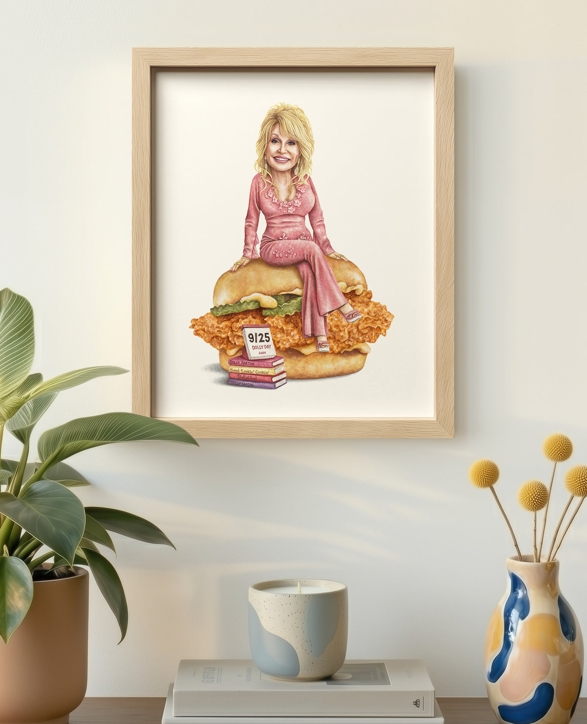 Dolly Parton 8x10 print in wood frame