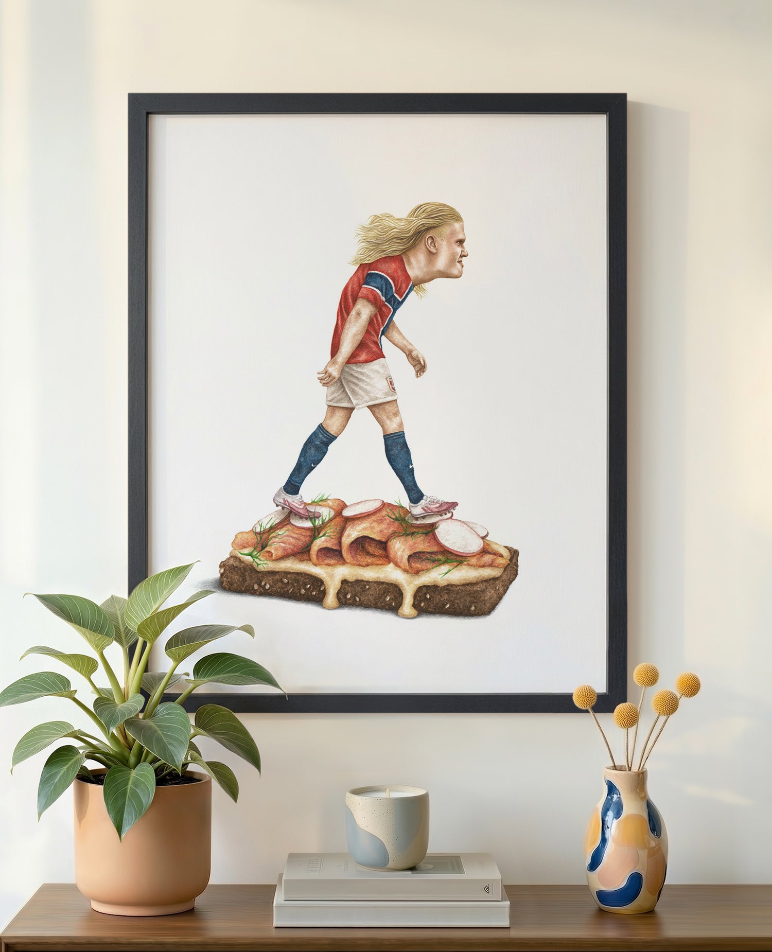 Erling Haaland 16x20 print in black frame