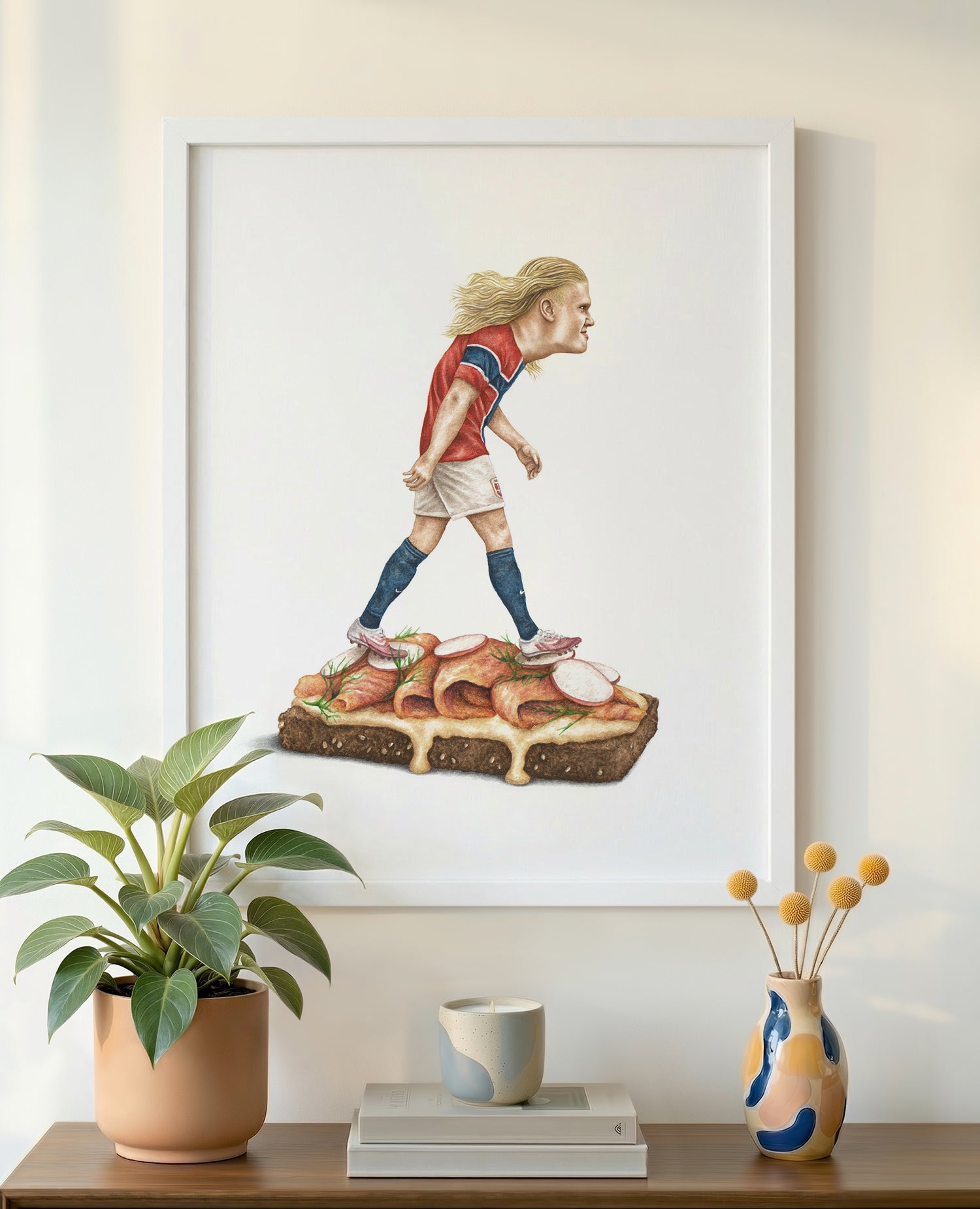 Erling Haaland 16x20 print in white frame