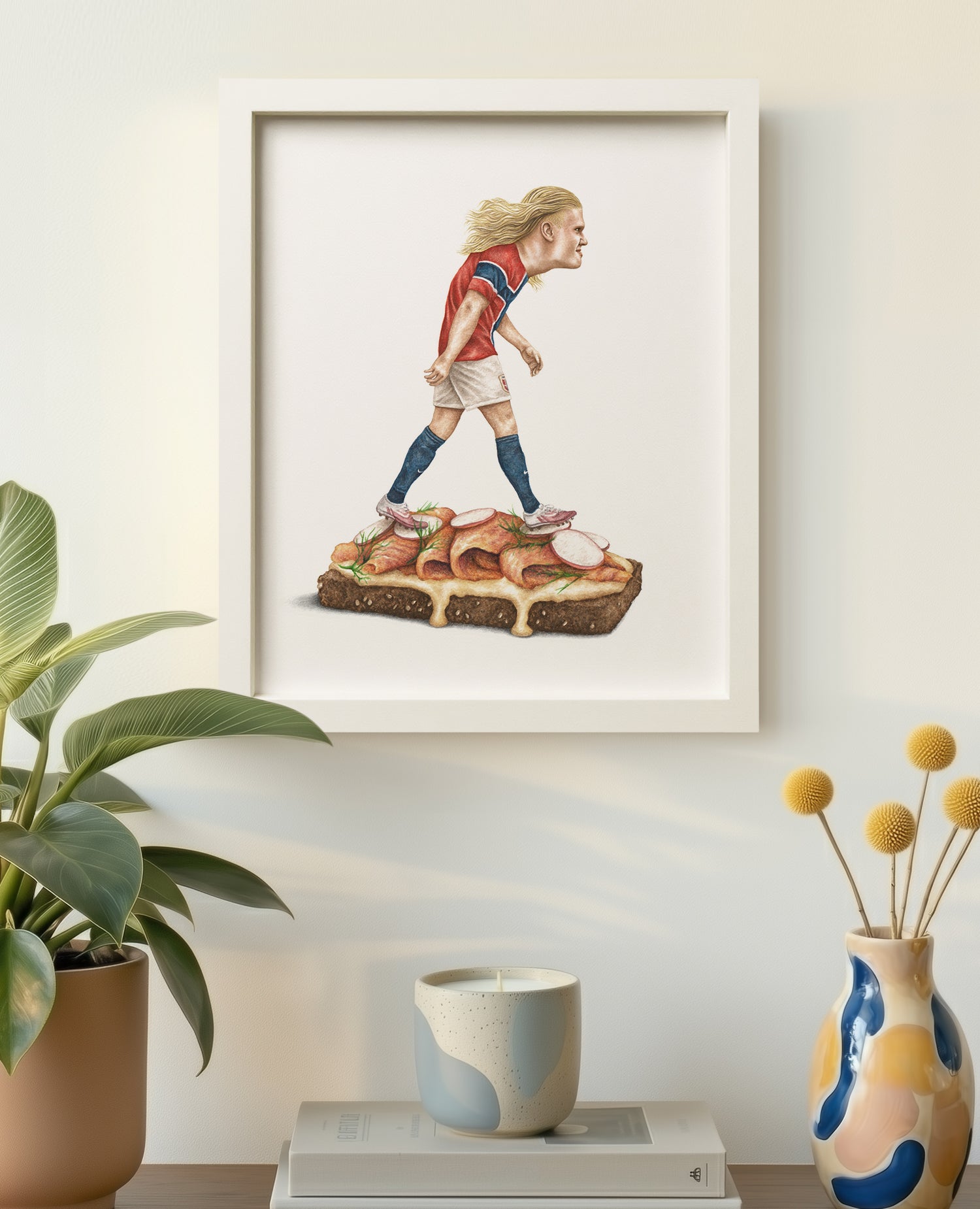 Erling Haaland 8x10 print in white frame