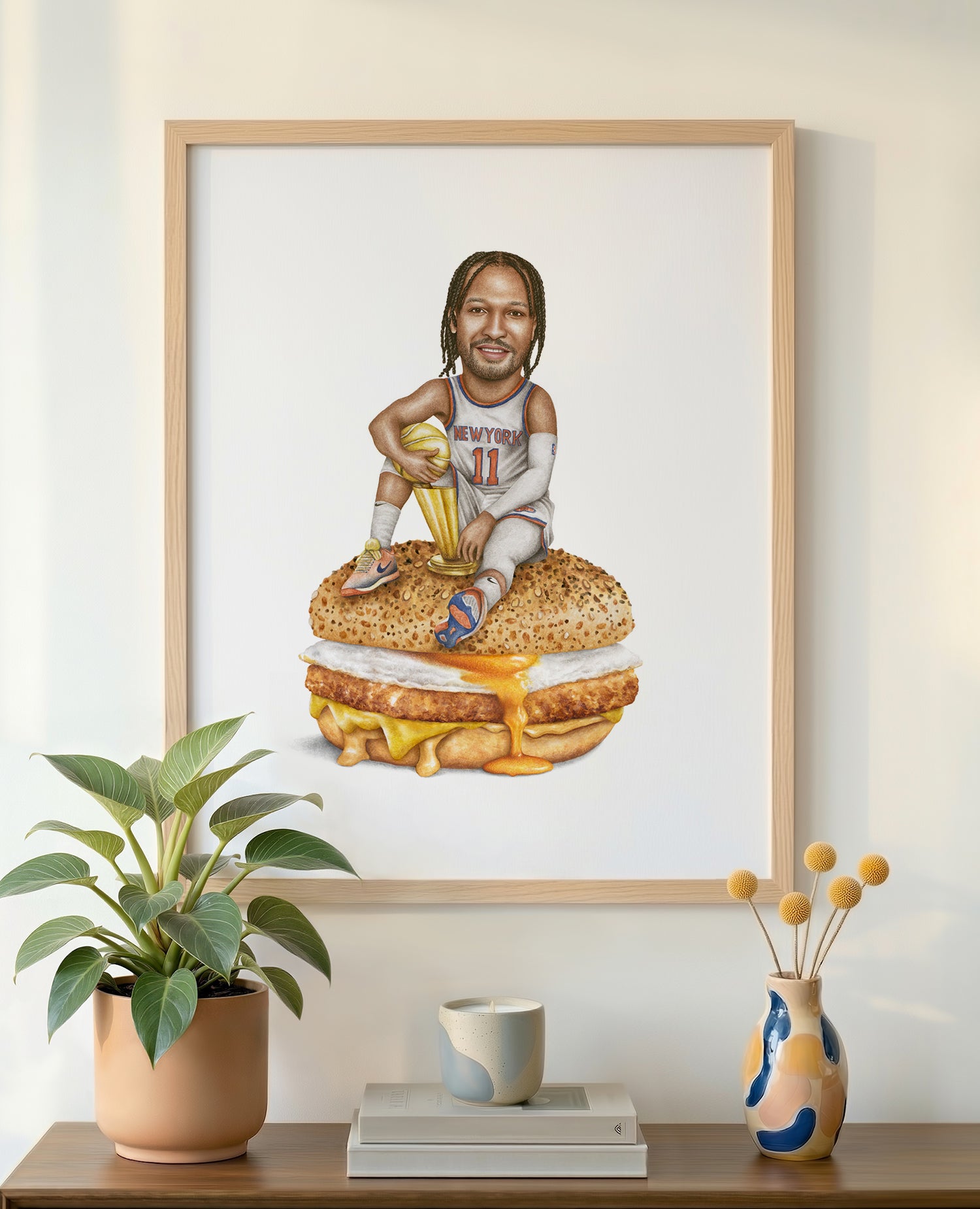 Jalen Brunson 16x20 print in wood frame