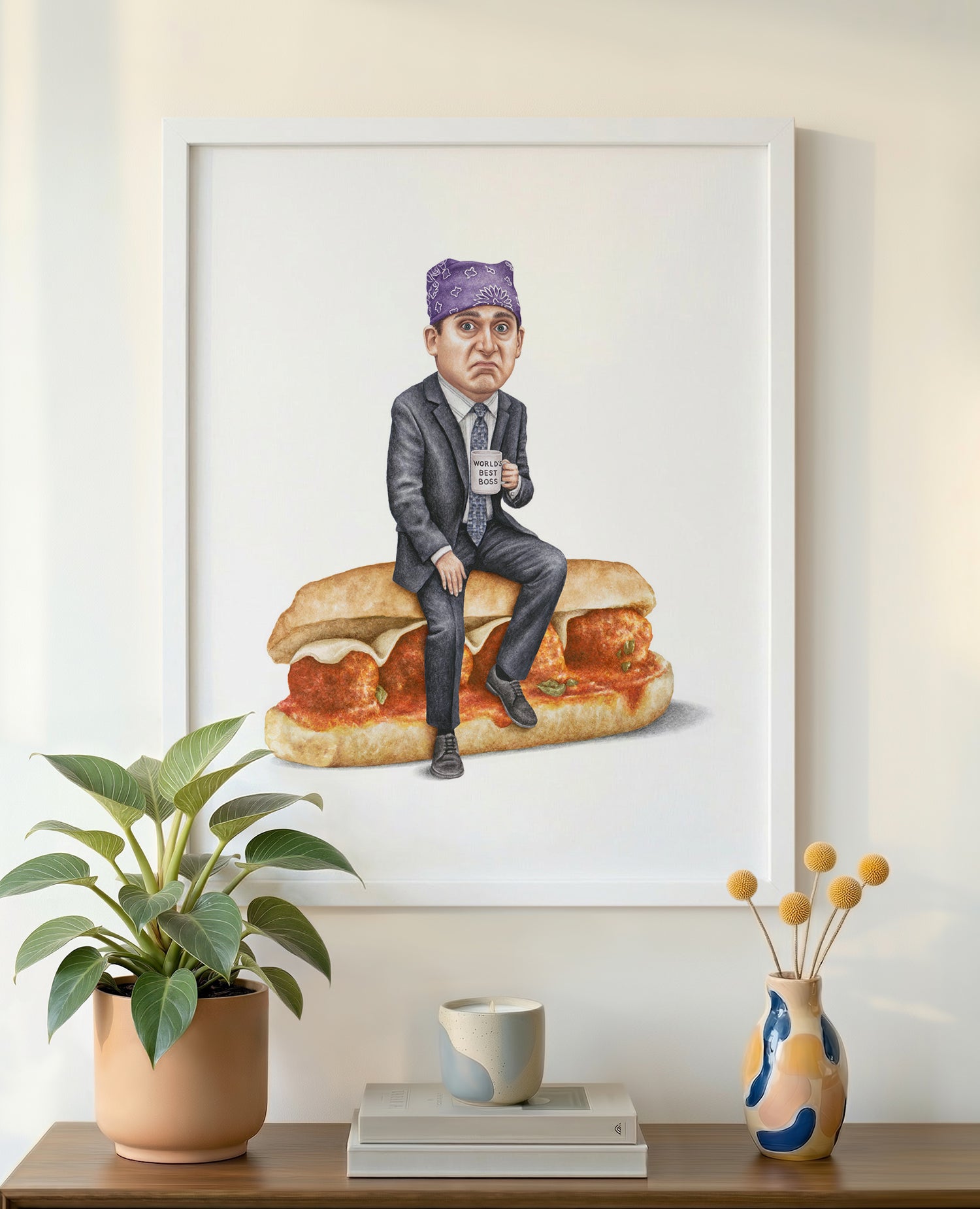 The Office Michael Scott 16x20 print in white frame