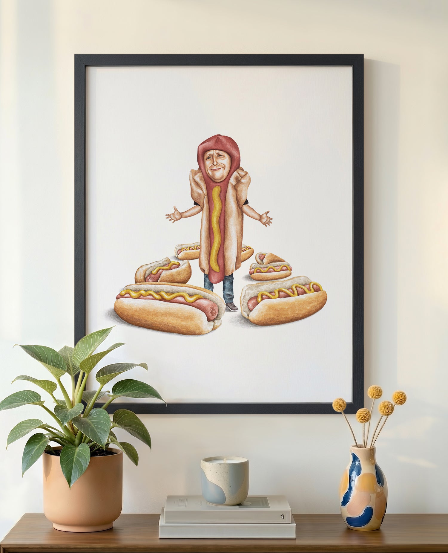 絵画 hot dog Tim Robinson Hot Dogs Art Print | Celebs On Sandwiches