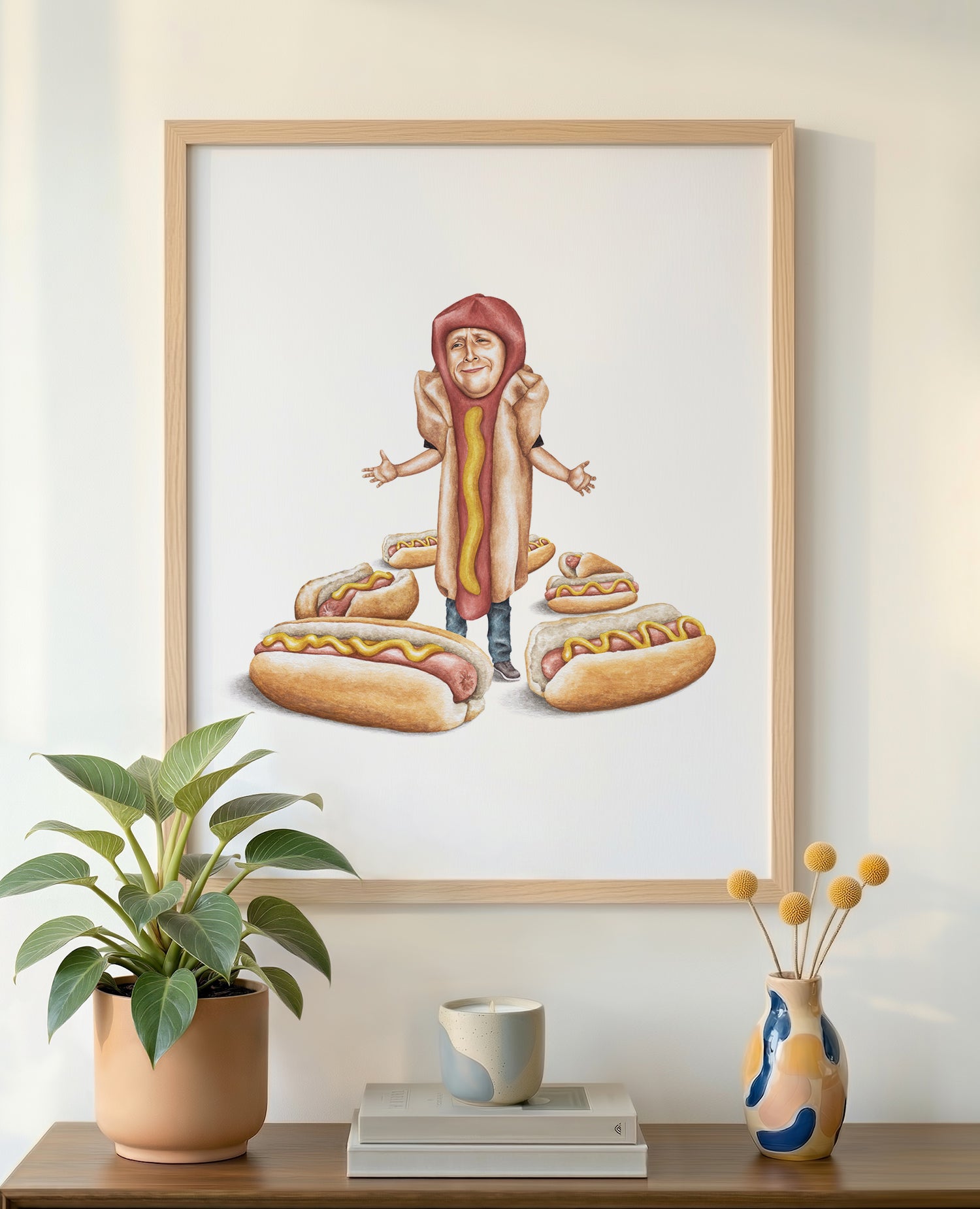 絵画 hot dog Tim Robinson Hot Dogs Art Print | Celebs On Sandwiches